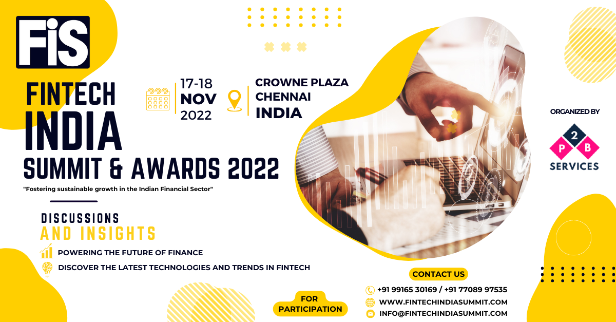 FINTECH INDIA SUMMIT & AWARDS 2022 organized by POINT TO BUSINESS SERVICES PRIVATE LIMITED